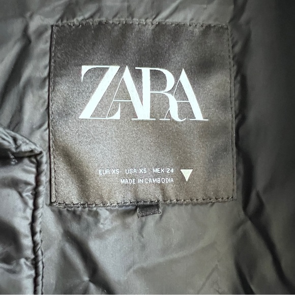 Zara Oversized WATER REPELLENT OVERSHIRT SHACKET Women's Black Quilted Jacket - Picture 12 of 13